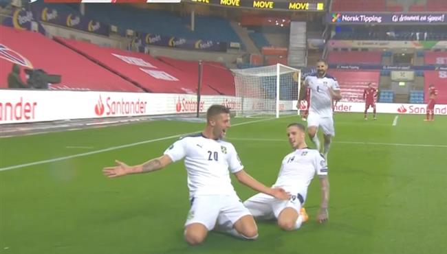 هدف جماعي رائع في مباراة النرويج وصربيا بتصفيات اليورو