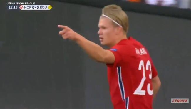هاتريك هالاند في مباراة النرويج ورومانيا بدوري الامم الاوروبية