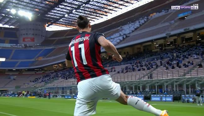 هدف ابراهيموفيتش الاول في مرمي انتر ميلان بالدوري الايطالي