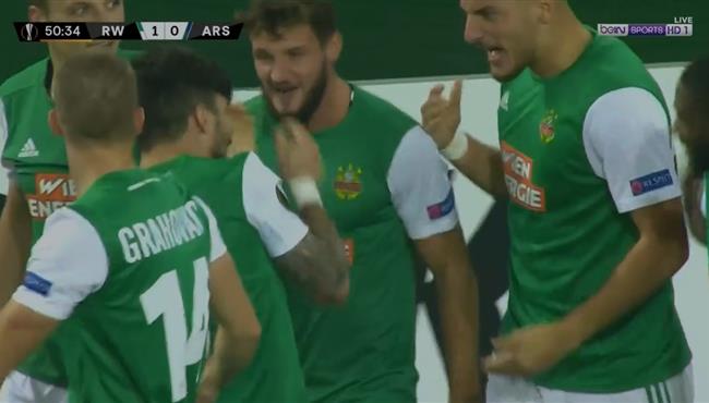 هدف رابيد فيينا الاول فى مرمي ارسنال بعد خطأ فادح من لينو