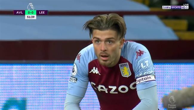 جريليش كاد ان يسجل هدف عالمي فى مباراة استون فيلا وليدز