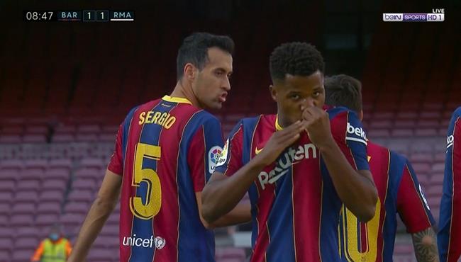 هدف تعادل برشلونة مع ريال مدريد انسو فاتي