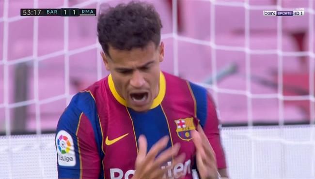 كوتينيو يهدر فرصة هدف محقق امام ريال مدريد بعد تمريره رائعه من فاتي
