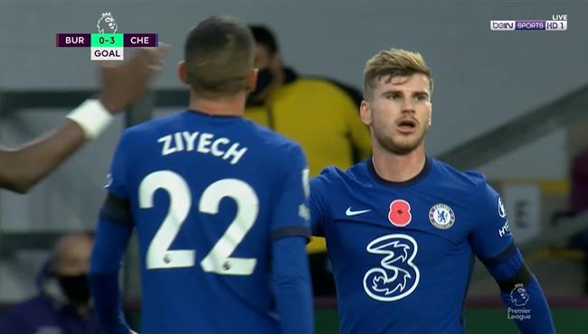 هدف تيمو فيرنر في مرمي بيرنلي اسيست حكيم زياش