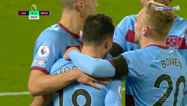 هدف وست هام الاول في مرمي ليفربول فورنالس