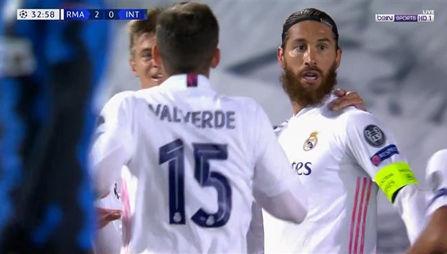 هدف سيرجيو راموس في مرمي انتر ميلان بدوري ابطال اوروبا