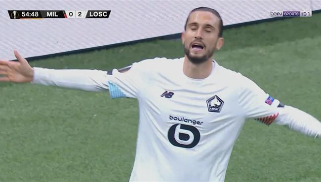 هدف ليل الثاني في مرمي ميلان 2 0 الدوري الاوروبي