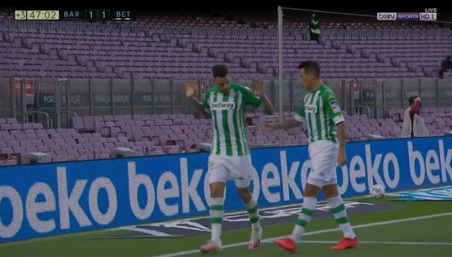 هدف تعادل ريال بيتيس مع برشلونة 1 1 الدوري الاسباني