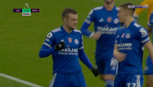 هدف جيمي فاردي فى مرمي ولفرهامبتون بالدوري الانجليزي