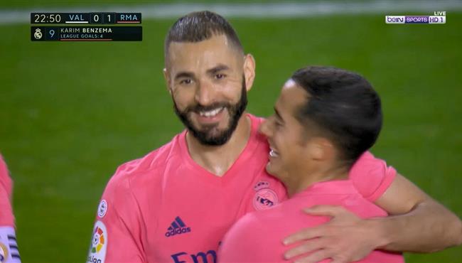 هدف ريال مدريد الاول الرائع في مرمي فالنسيا كريم بنزيما