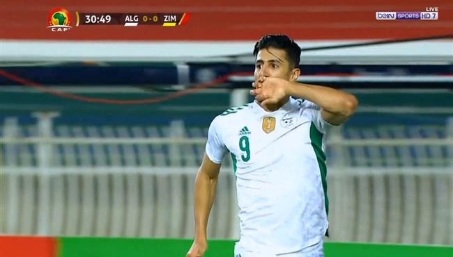 هدف الجزائر الاول فى مرمي زيمبابوي بغداد بونجاح