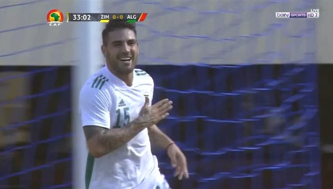 هدف الجزائر الاول في مرمي زيمبابوي بتصفيات كأس امم افريقيا