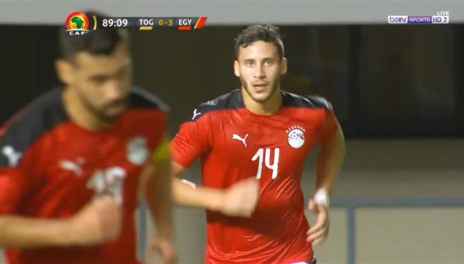 رمضان صبحي كاد ان يسجل هدف مصر الرابع في مرمي توجو