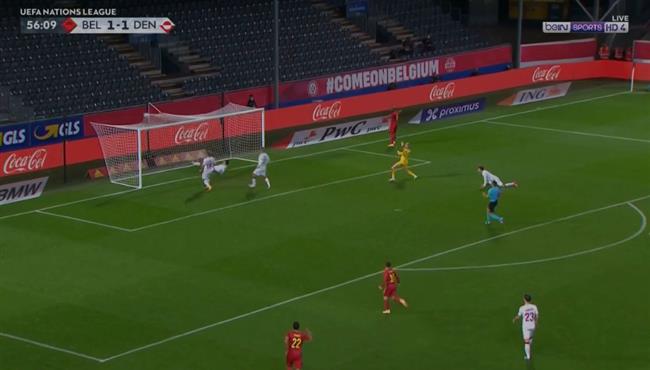 هدف لوكاكو الاول فى مرمي الدنمارك بدوري الامم الاوروبية