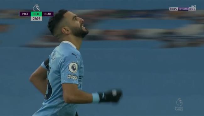 هدف رياض محرز الاول في مرمي بيرنلي بالدوري الانجليزي