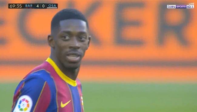 هدف عثمان ديمبلي الملغي فى مرمي اوساسونا بالدوري الاسباني