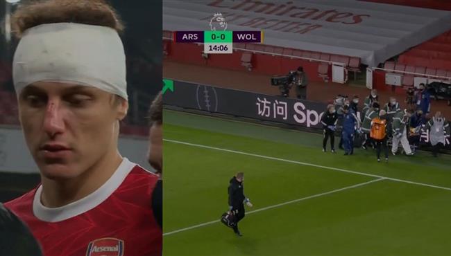إصابة راؤول خيمينيز القوية في مباراة ولفرهامبتون وارسنال