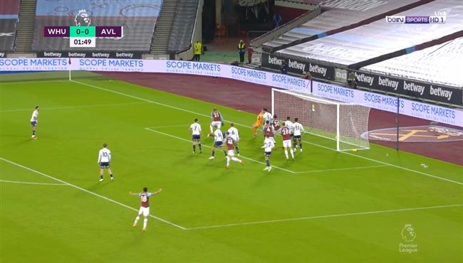 هدف وست هام الاول في مرمي استون فيلا بالدوري الانجليزي