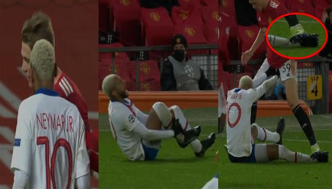 تدخل عنيف من مكتوميناي علي نيمار ومشادة بين اللاعبين بعد نهاية الشوط الاول