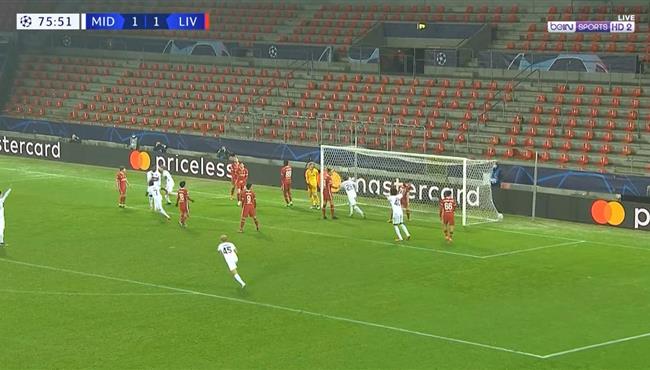 هدق ميتلاند الملغي فى مرمي ليفربول بدوري ابطال اوروبا