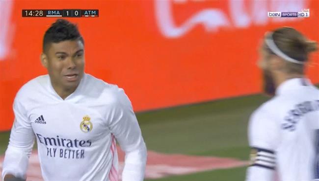 هدف ريال مدريد الاول في مرمي اتلتيكو مدريد كاسيميرو