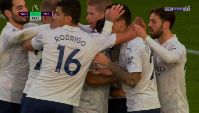 هدف فوز مانشستر سيتي علي ساوثهامبتون 1 0 الدوري الانجليزي