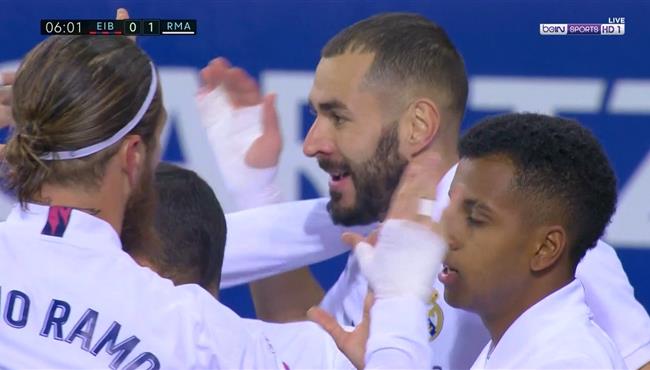 هدف كريم بنزيما في مرمي ايبار بالدوري الاسباني