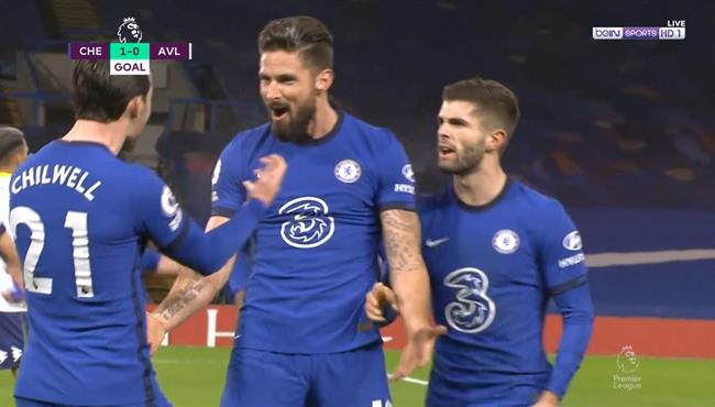 هدف جيرو في مرمي استون فيلا بالدوري الانجليزي