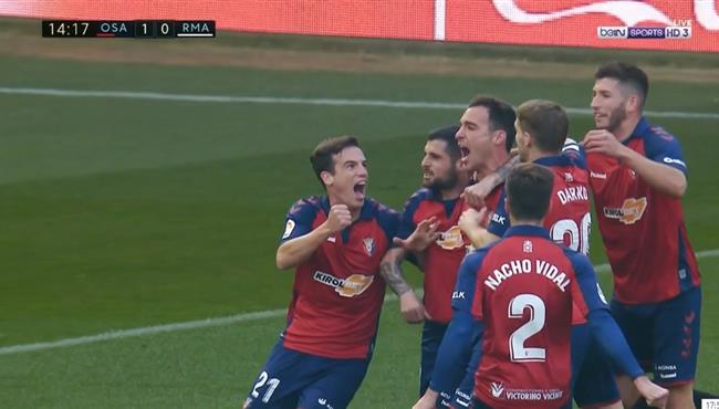 هدف اوساسونا الاول في مرمي ريال مدريد بالدوري الاسباني