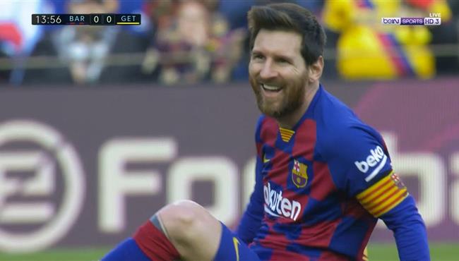 ميسي يهدر فرصة هدف محقق لبرشلونة امام خيتافي
