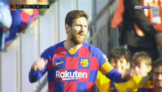 هدف ميسي الاول الرائع في مرمي ايبار بالدوري الاسباني