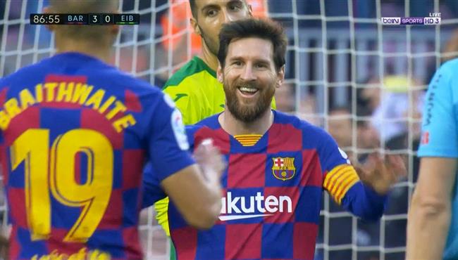 هدف ميسي الرابع الرائع في مرمي ايبار بالدوري الاسباني