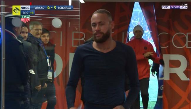 طرد نيمار في مباراة باريس سان جيرمان وبوردو بالدوري الفرنسي