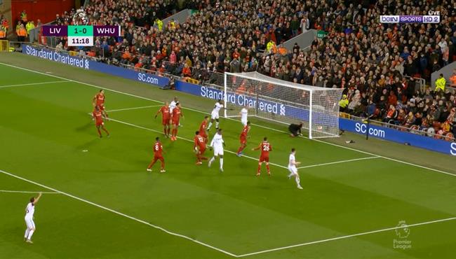 هدف تعادل وست هام مع ليفربول في الدوري الانجليزي