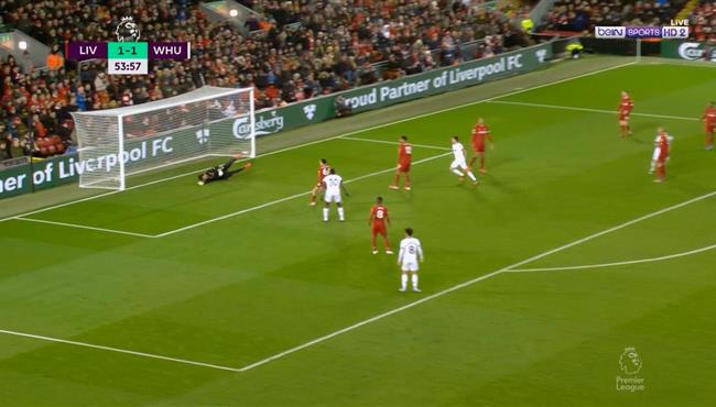 هدف وست هام الثاني في مرمي ليفربول بالدوري الانجليزي