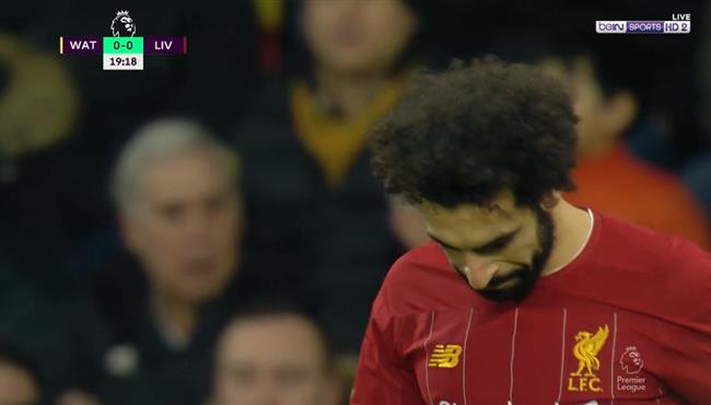 محمد صلاح يهدر فرصة هدف ليفربول الاول في مرمي واتفورد