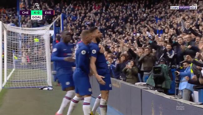 هدف اوليفر جيرو في مرمي ايفرتون بالدوري الانجليزي