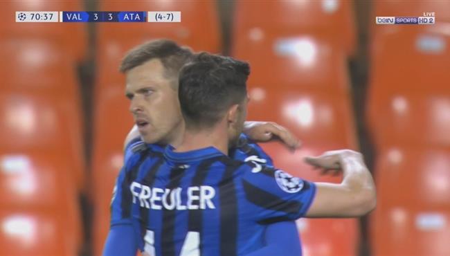 هدف تعادل اتلانتا مع فالنسيا 3 3 دوري ابطال اوروبا