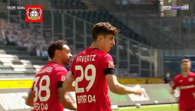 هدف باير ليفركوزن الاول في مرمي ومونشنجلادباخ بالدوري الالماني