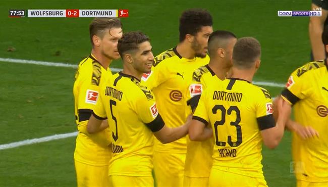 هدف اشرف حكيمي فى مرمي فولفسبورج بالدروي الالماني