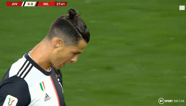 كريستيانو رونالدو يهدر فرصة هدف امام ميلان في كاس ايطاليا