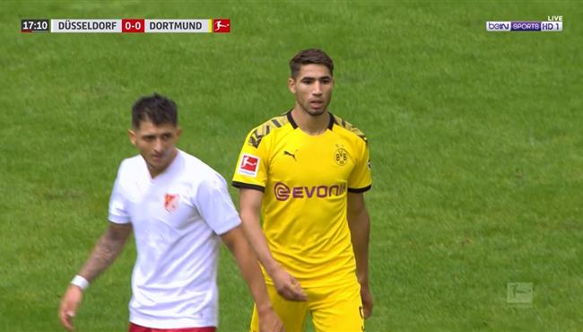 اشرف حكيمي يهدر انفراد امام مرمي دوسلدورف في الدوري الالماني