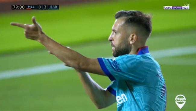 هدف برشلونة الثالث في مرمي ريال مايوركا بتعليق عصام الشوالي جوردي البا