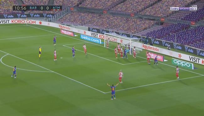 هدف برشلونة الاول في مرمي اتلتيكو مدريد دييجو كوستا بالخطأ في مرماه