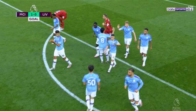 هدف مانشستر سيتي الاول في مرمي ليفربول دي بروين