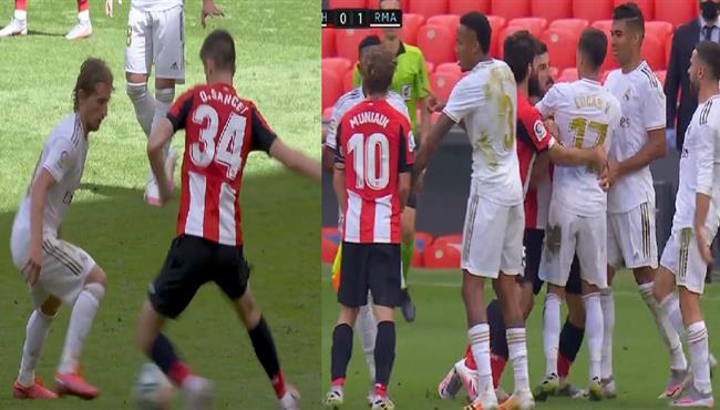 كوبري رائع من مودريتش يتسبب في مشادة بين لاعبي ريال مدريد واتلتيك بلباو