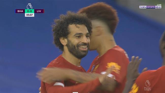 هدف محمد صلاح الاول فى مرمي برايتون 1 0 الدوري الانجليزي