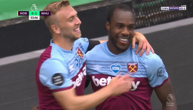 اهداف مباراة وست هام ونوريتش سيتي 4 0 الدوري الانجليزي