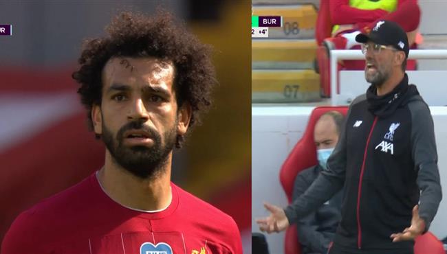 محمد صلاح يهدر هدف الفوز لليفربول علي بيرنلي في الوقت القاتل ورد فعل كلوب