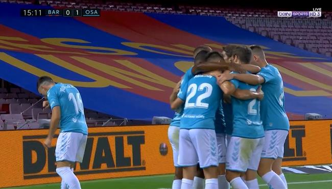هدف اوساسونا الاول الرائع في مرمي برشلونة 1 0 الدوري الاسباني